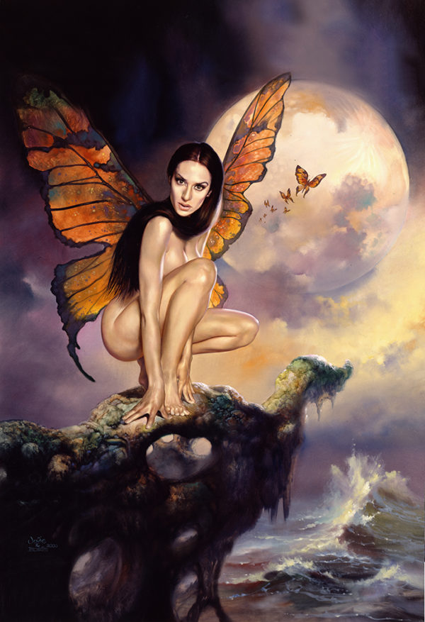 painting of a woman with butterfly wings