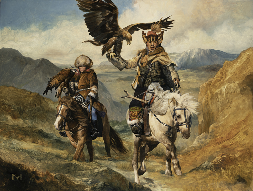 【希少】モンゴル現代美術50枚 ポートフォリオ Mongolian Art Mongolian Eagle Hunters - Boris Vallejo and Julie Bell